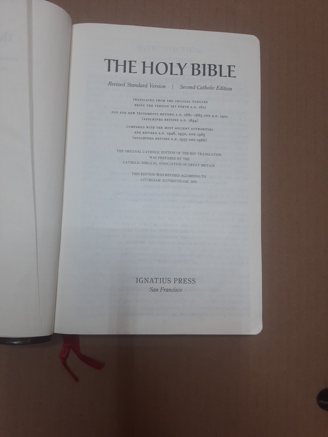 The Holy Bible Ignatius Press RSV2CE Leather Bound Catholic Bible