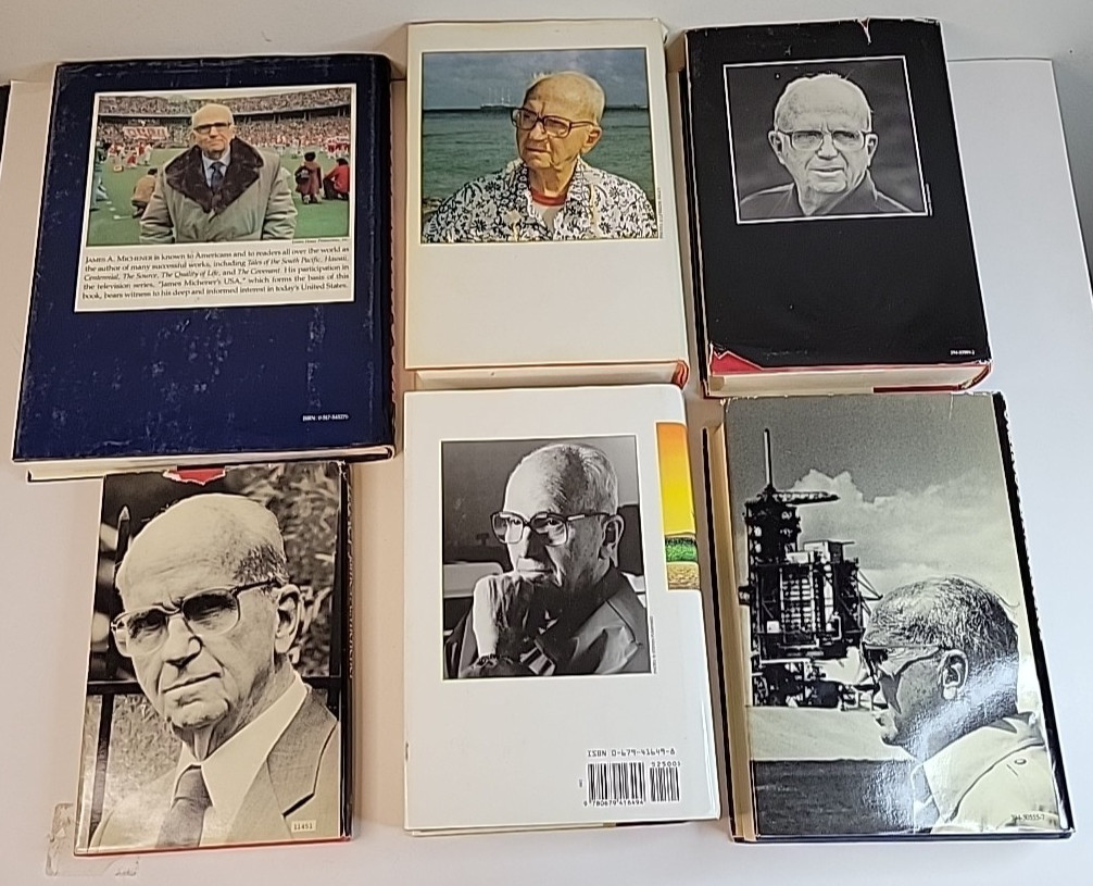 James A. Michener Hardcover Book Lot (6) -Space, Poland, Mexico, Caribbean, more