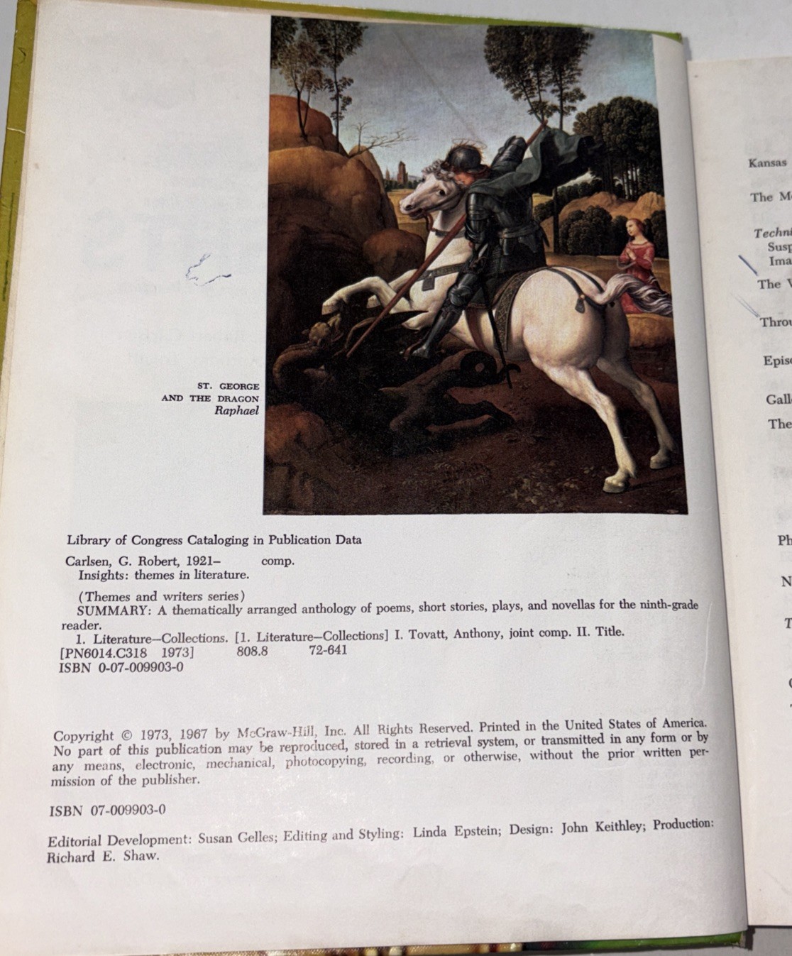 Insights: Themes In Literature Second Edition By Robert Carlsen & Anthony Tovatt