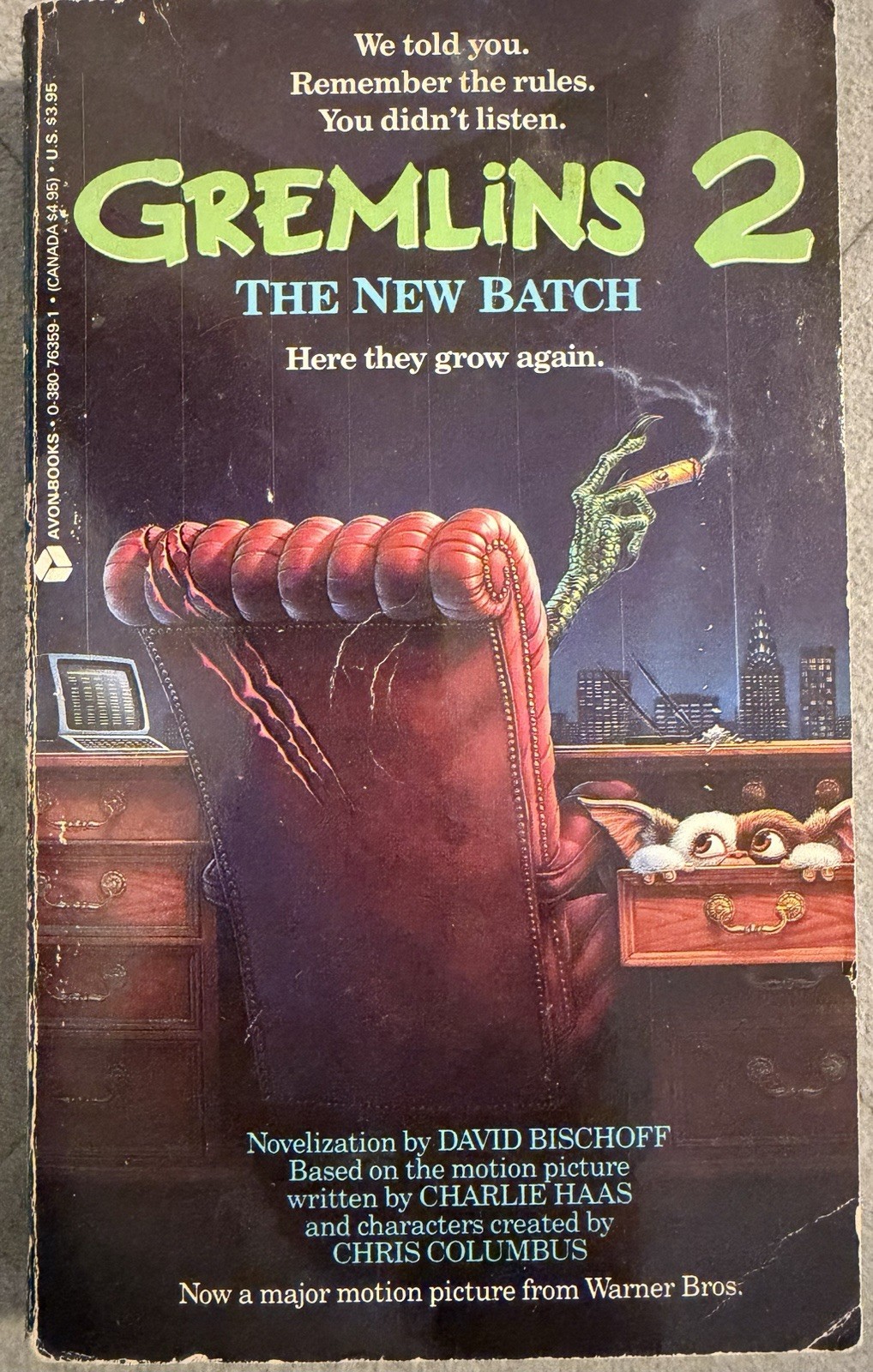 Gremlins 2 The New Batch by David Bischoff Paperback Sci-Fi Avon Books 1990