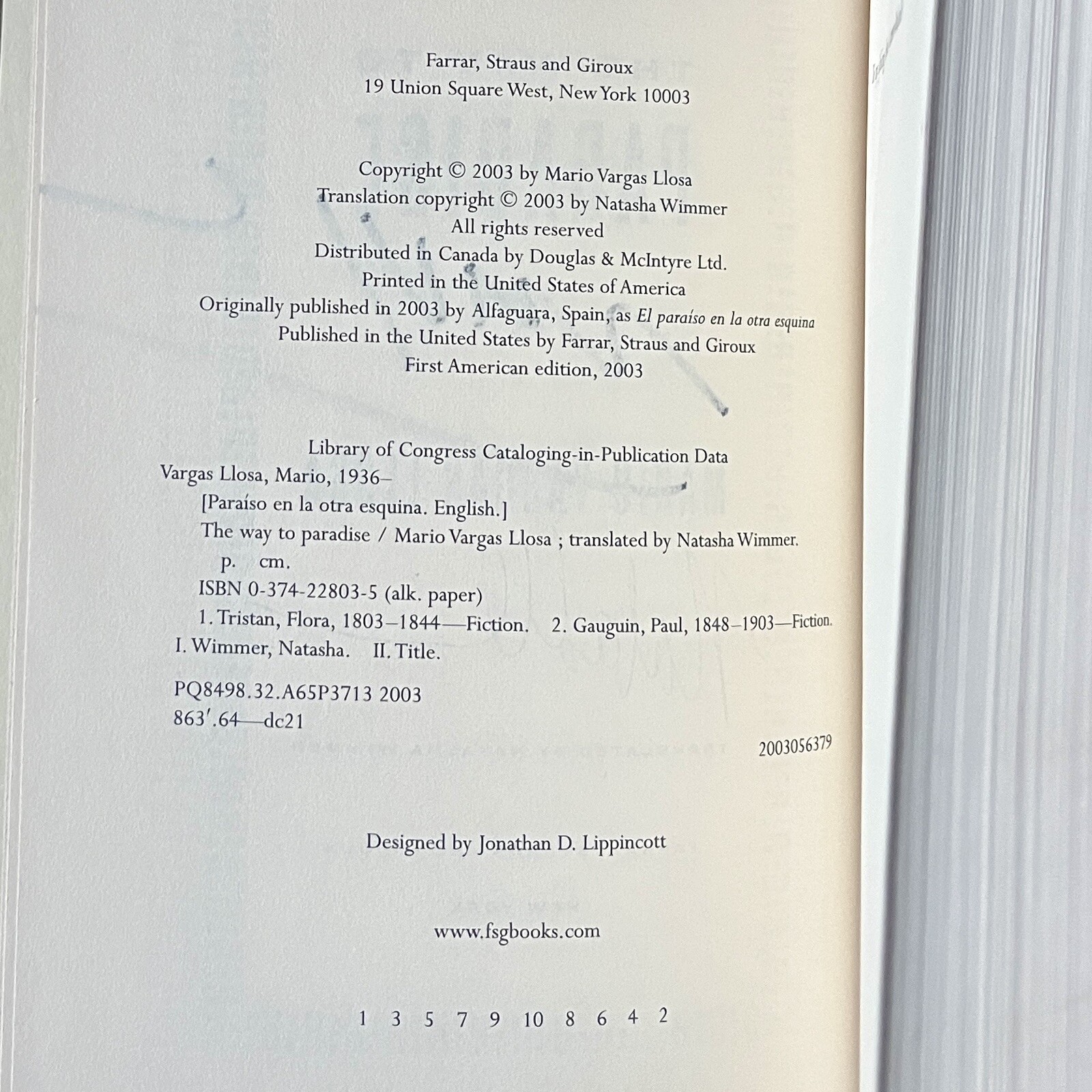 1st Ed Print/Signed! The Way to Paradise By Vargas Mario Llosa & Natasha Wimmer