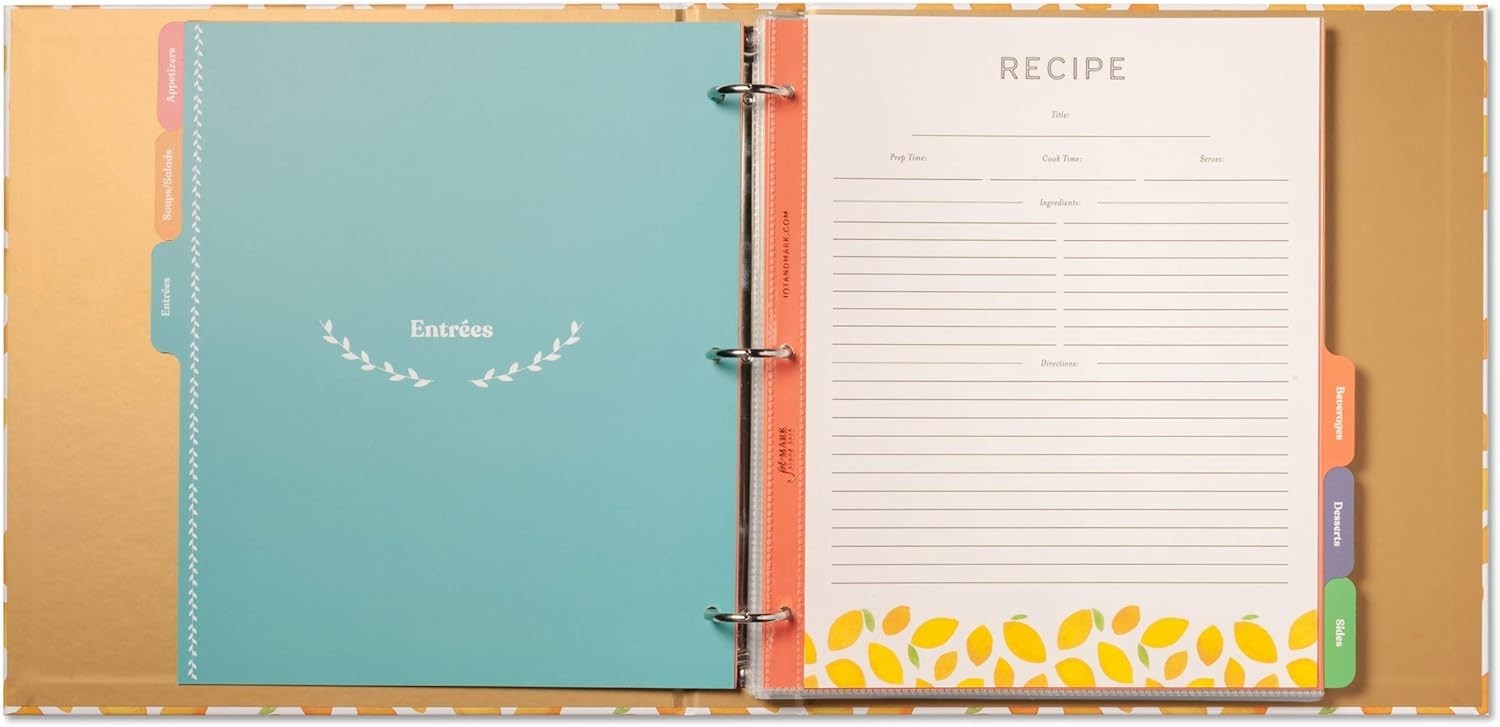 Timeless 8.5″ x 11″ Recipe Binder with Spill-Proof Sleeves for Keepsake Recipes