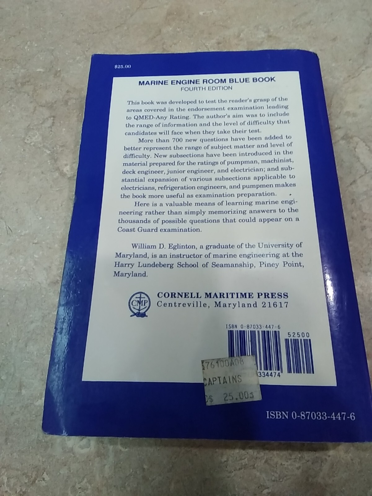 Marine Engine Room Blue Book – Paperback By Eglinton, William D. – Mr