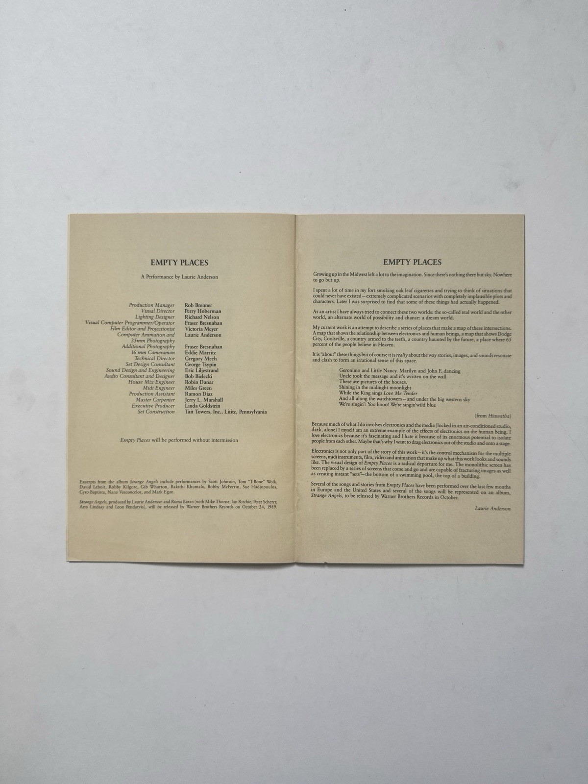 Laurie Anderson 11 Piece Lot. Books, Ephemera, Prints