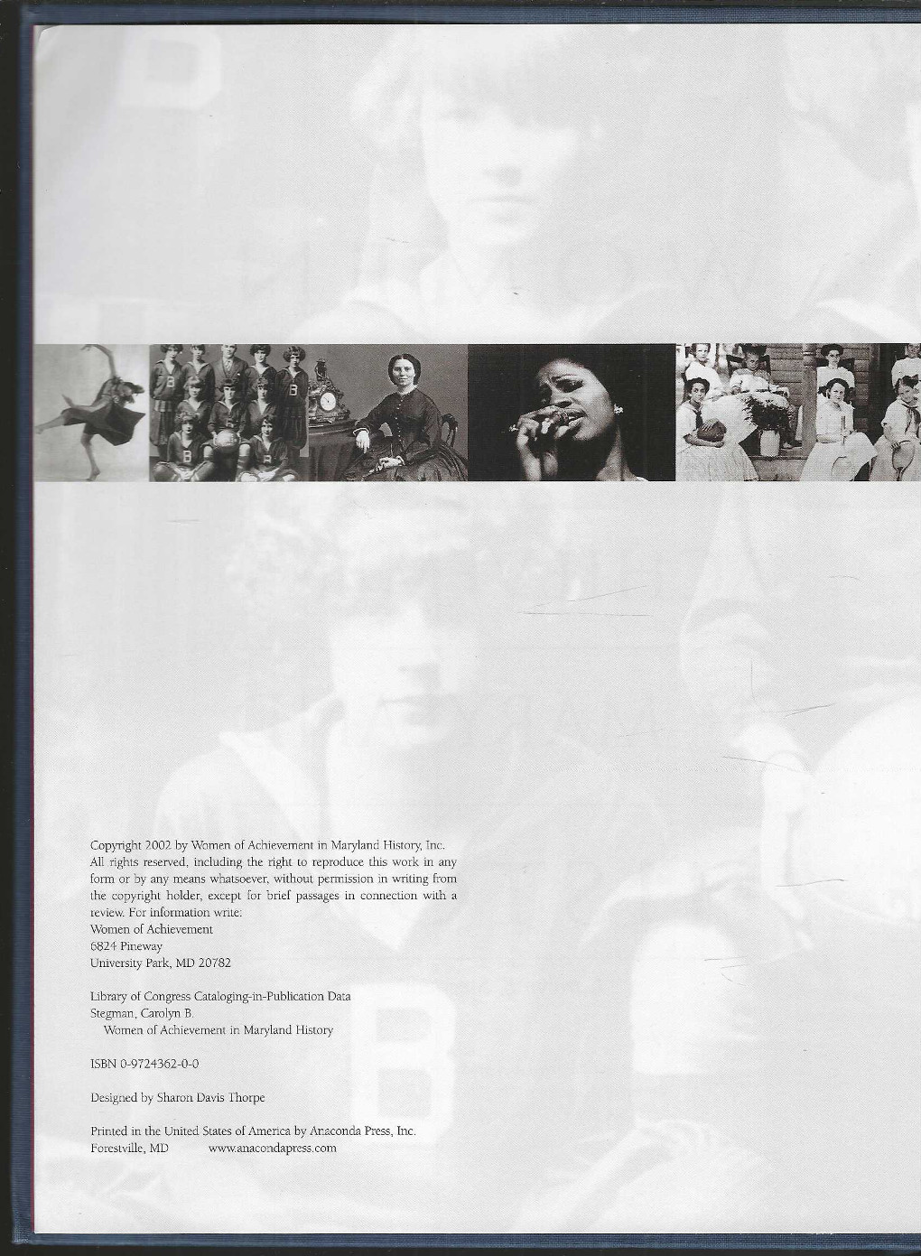 Women of Achievement in Maryland History HC/DJ 300+ Lives MD State 1600s to 2002