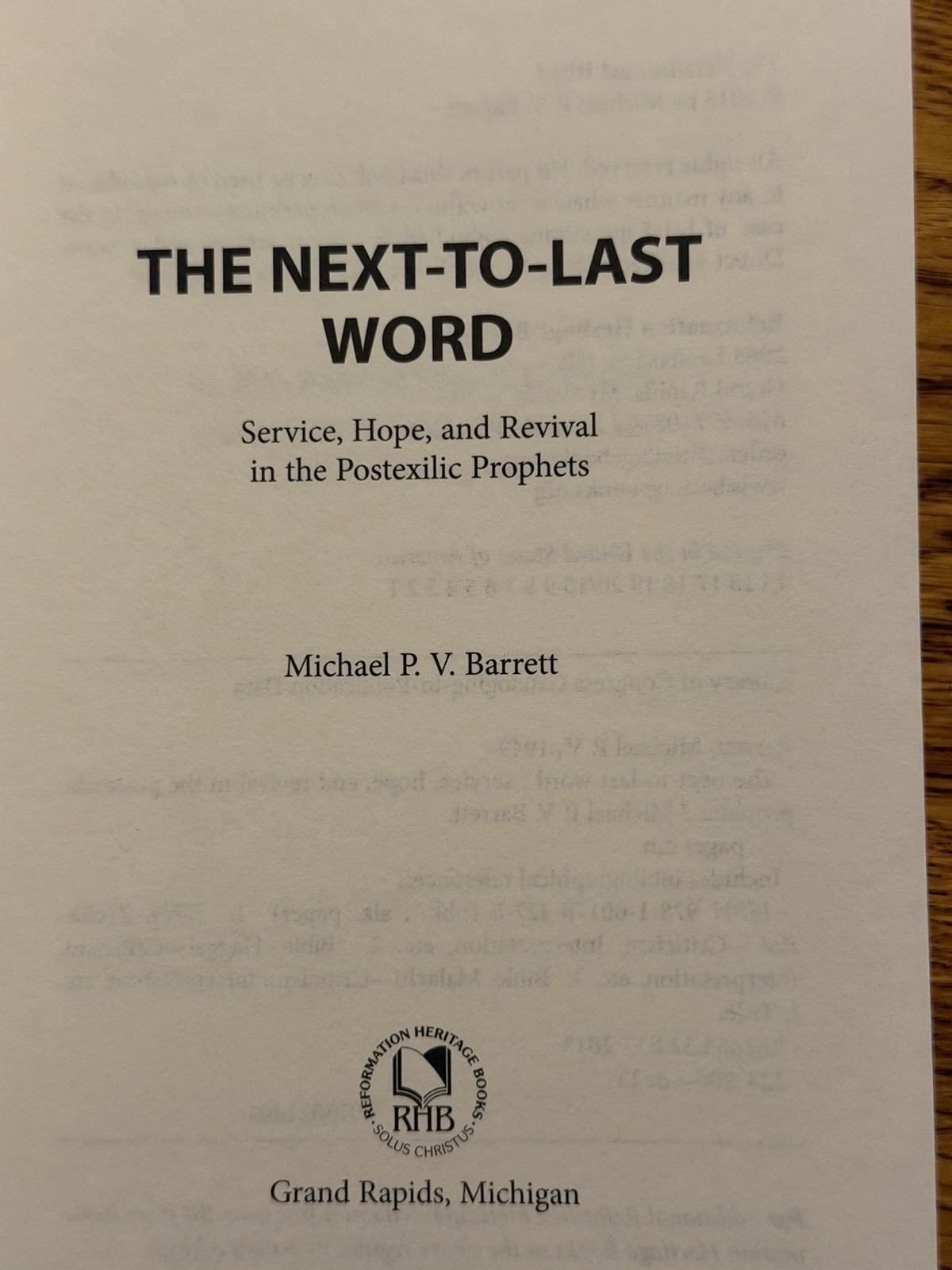 Next to the Last Word : Service, Hope, and Revival in the Postexilic by Barrett