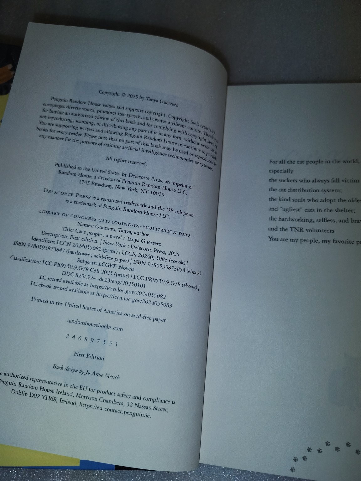 Cat’s People Tanya Guerrero 2023 First Edition Novel Delacorte Press