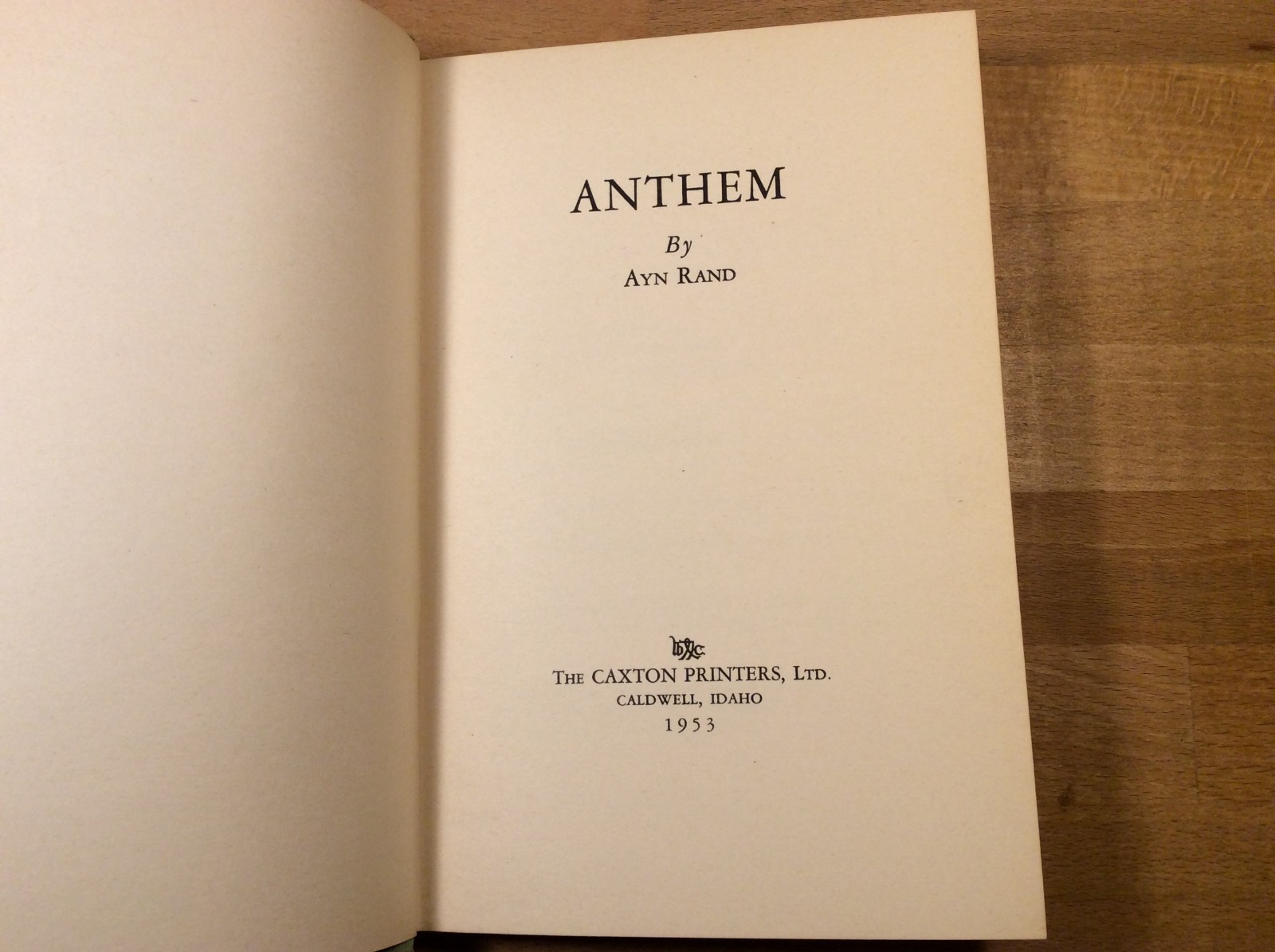 Anthem, Ayn Rand, RARE 1953 Hardcover w/ Dust Jacket