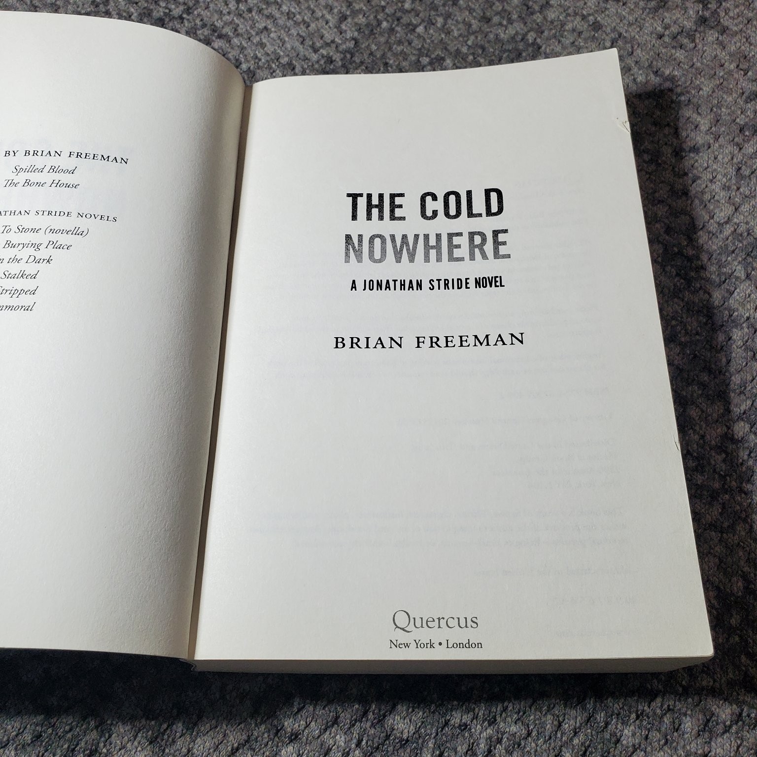 The Cold Nowhere Brian Freeman 2014 Mystery Trade Paperback Book