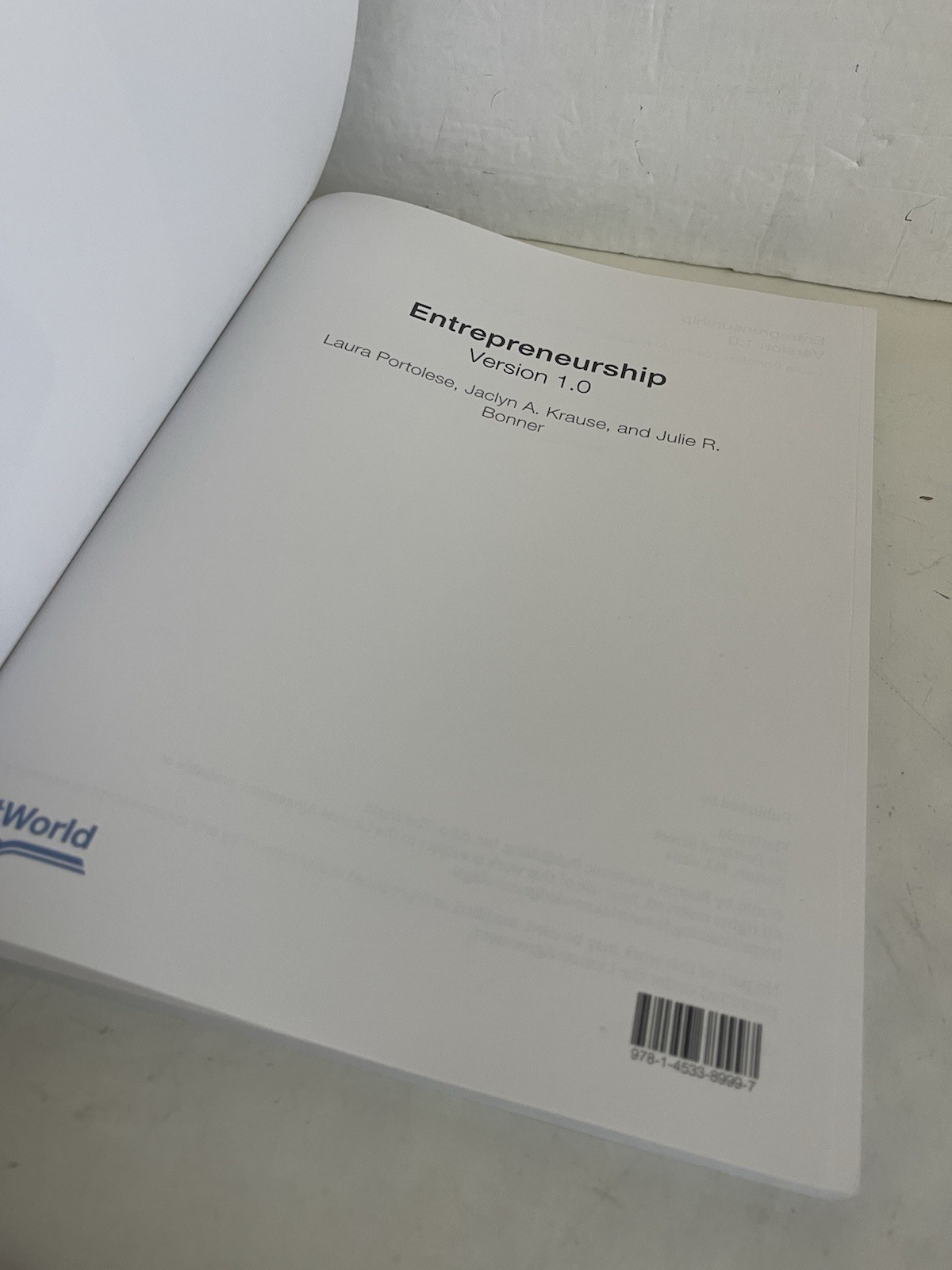 Entrepreneurship Version 1.0, Laura Portolese, Jaclyn A Paperback