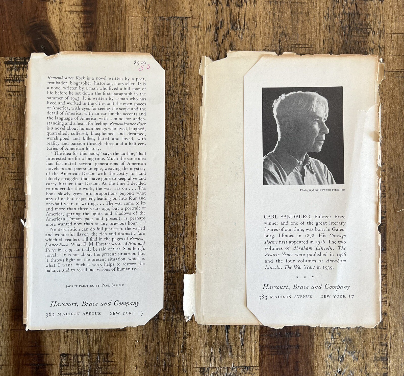 Remembrance Rock Carl Sandburg 1948 HC First Regular Edition