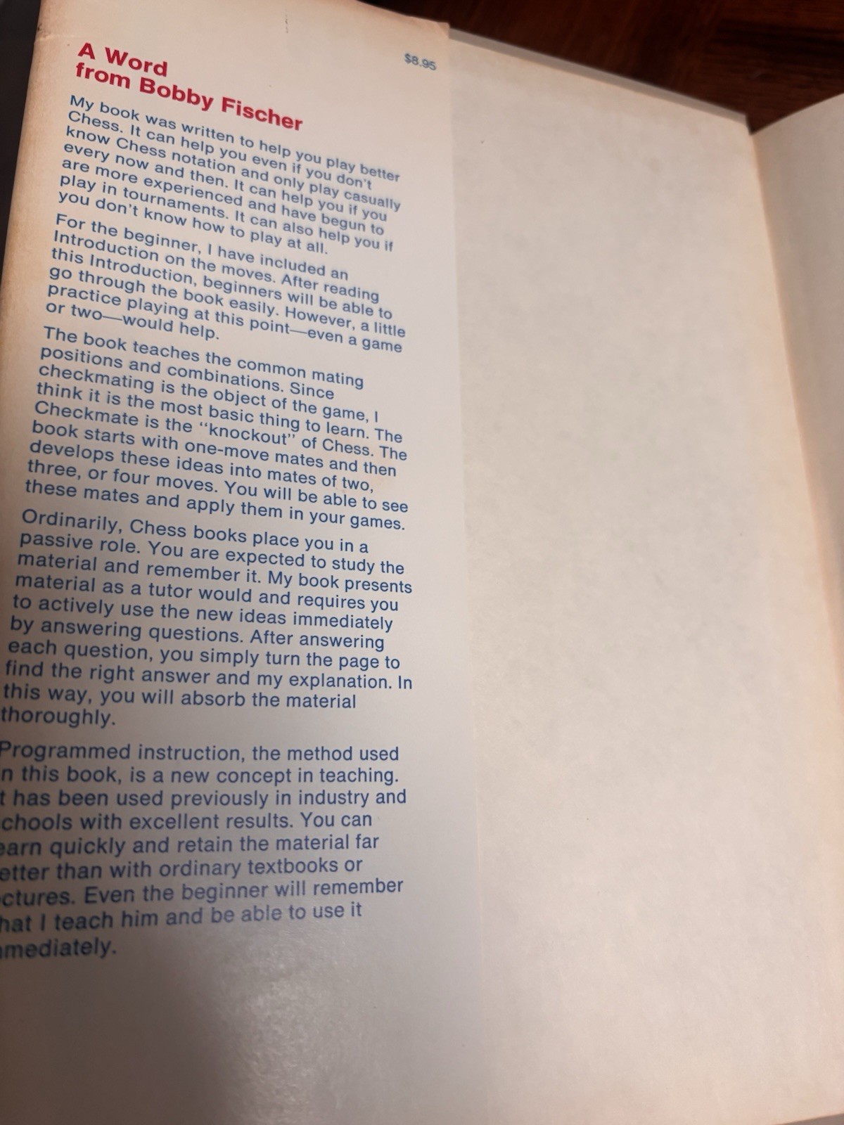Bobby Fischer Teaches Chess VTG Hardcover Book