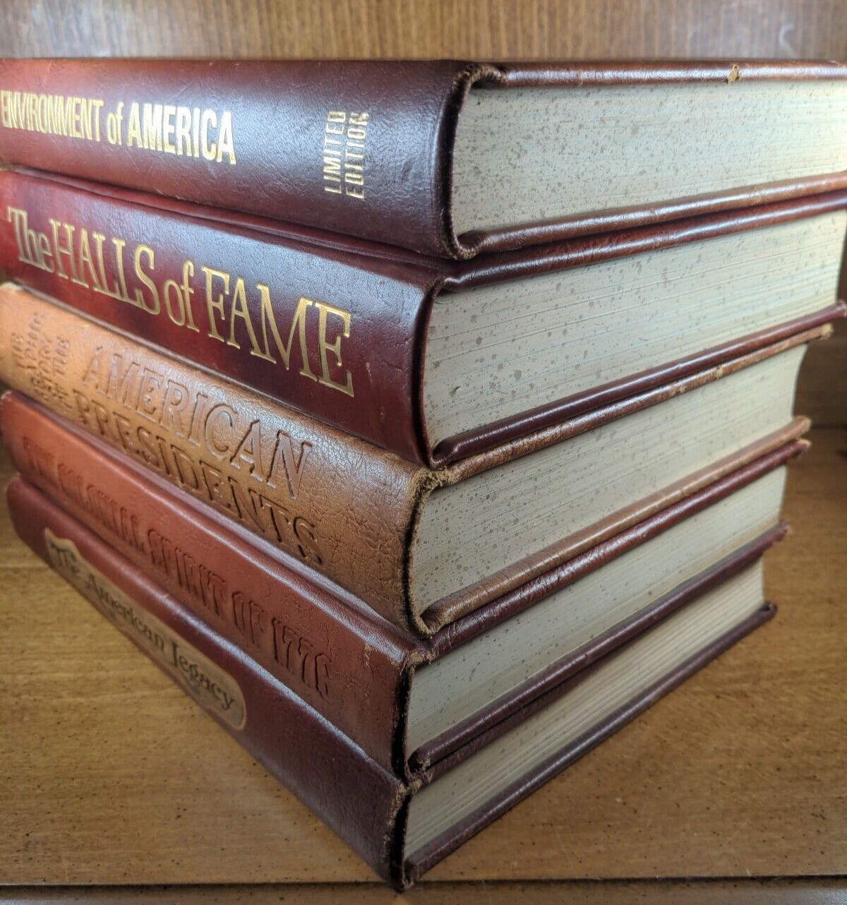 Lot of 5 Vtg American History Culture Books Leather J.G. Ferguson Publishing Co.