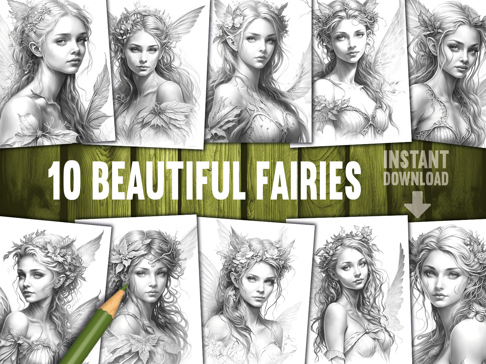 Adult Coloring Pages Bundle Fairy bundle 430 pages Printable Pages