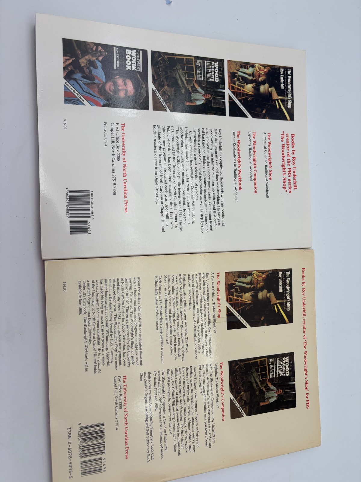 Lot of 2 The Woodwright’s Shop: Exploring Traditional Woodcraft by Roy Underhill