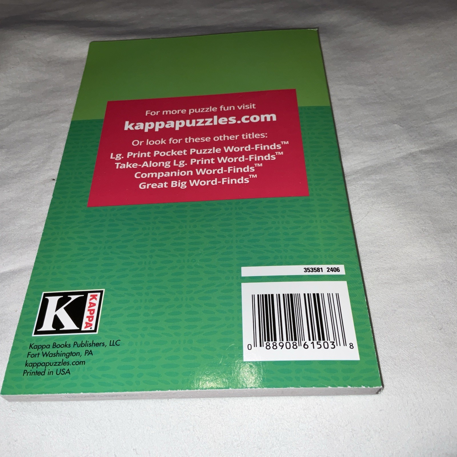 KAPPA Word-Find Pocket Puzzle Volume 252 Pages 129 W/ 58 Puzzles Large Print NEW