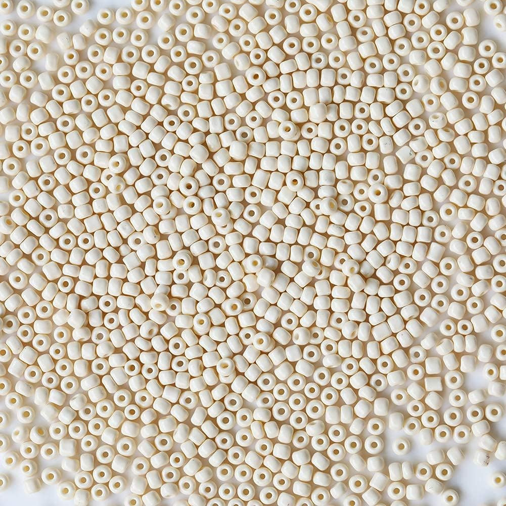Beige Color 4Mm Glass Seed Beads about 1400Pcs in Box 6/0 Glass Craft Seed Beads