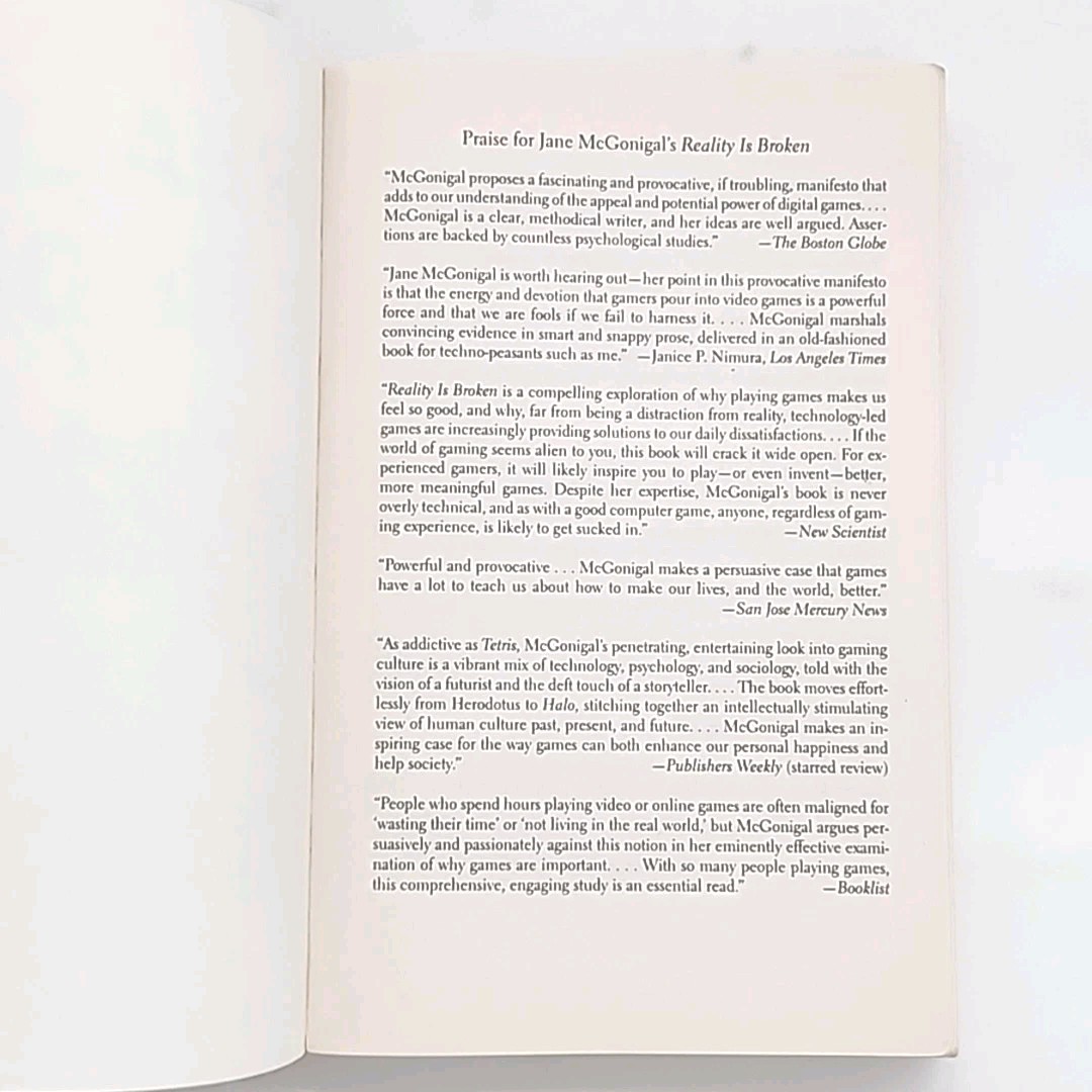 Reality Is Broken By Jane McGonigal FIRST EDITION THUS Paperback Book 2011