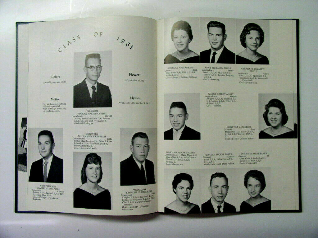 1961 The Chestnut Burr Middletown Md High School Yearbook 75 Pages + 8 ad Pages