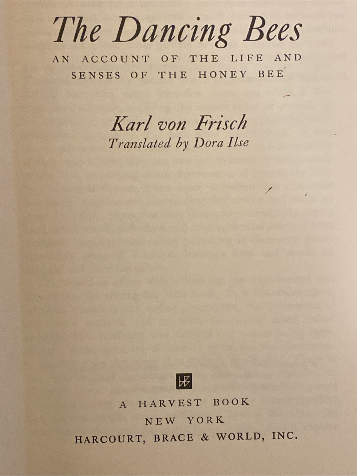The Dancing Bees 1953 Karl von Frisch 1st Edition PB