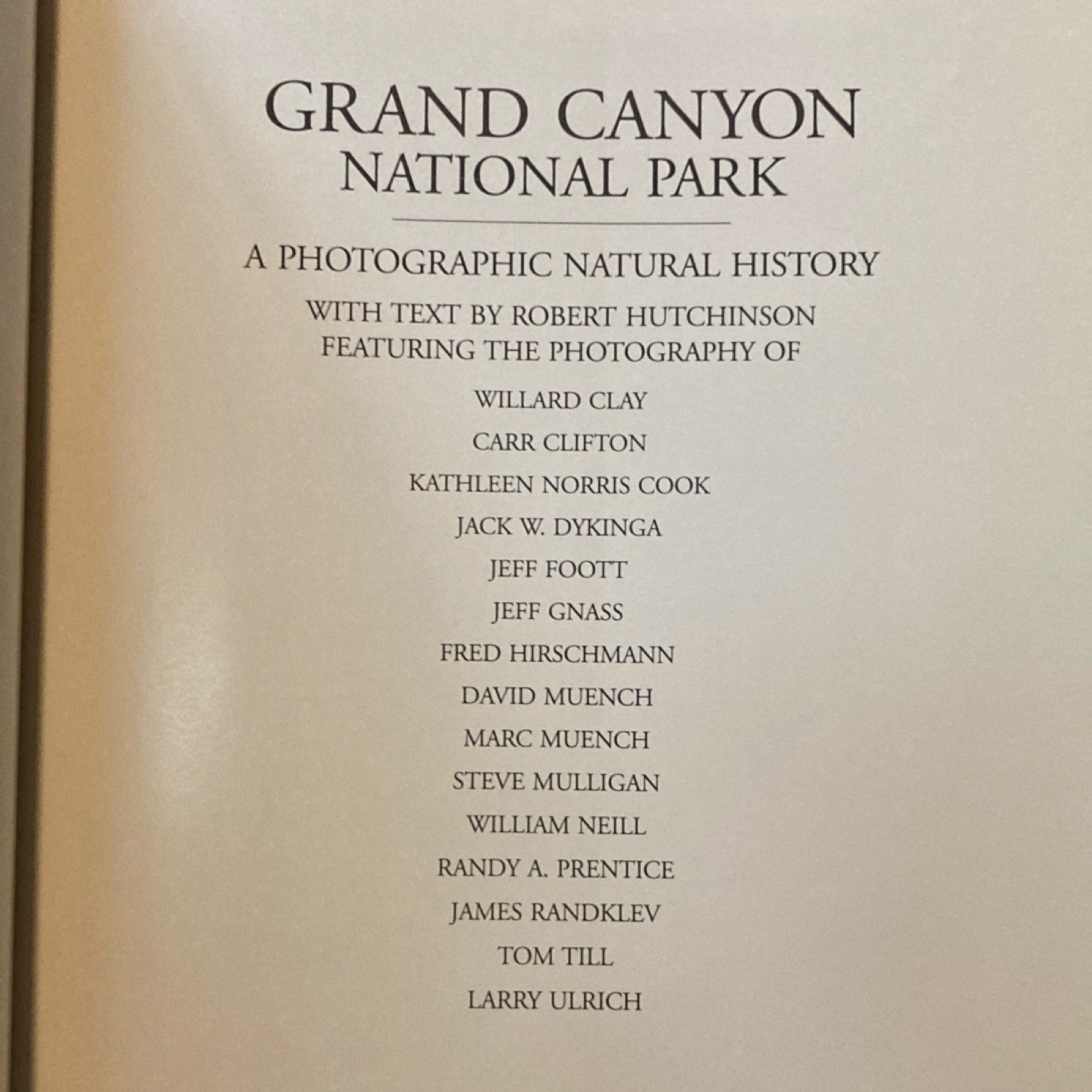 Robert Hutchinson Grand Canyon National Park Photographic History Paperback 1995