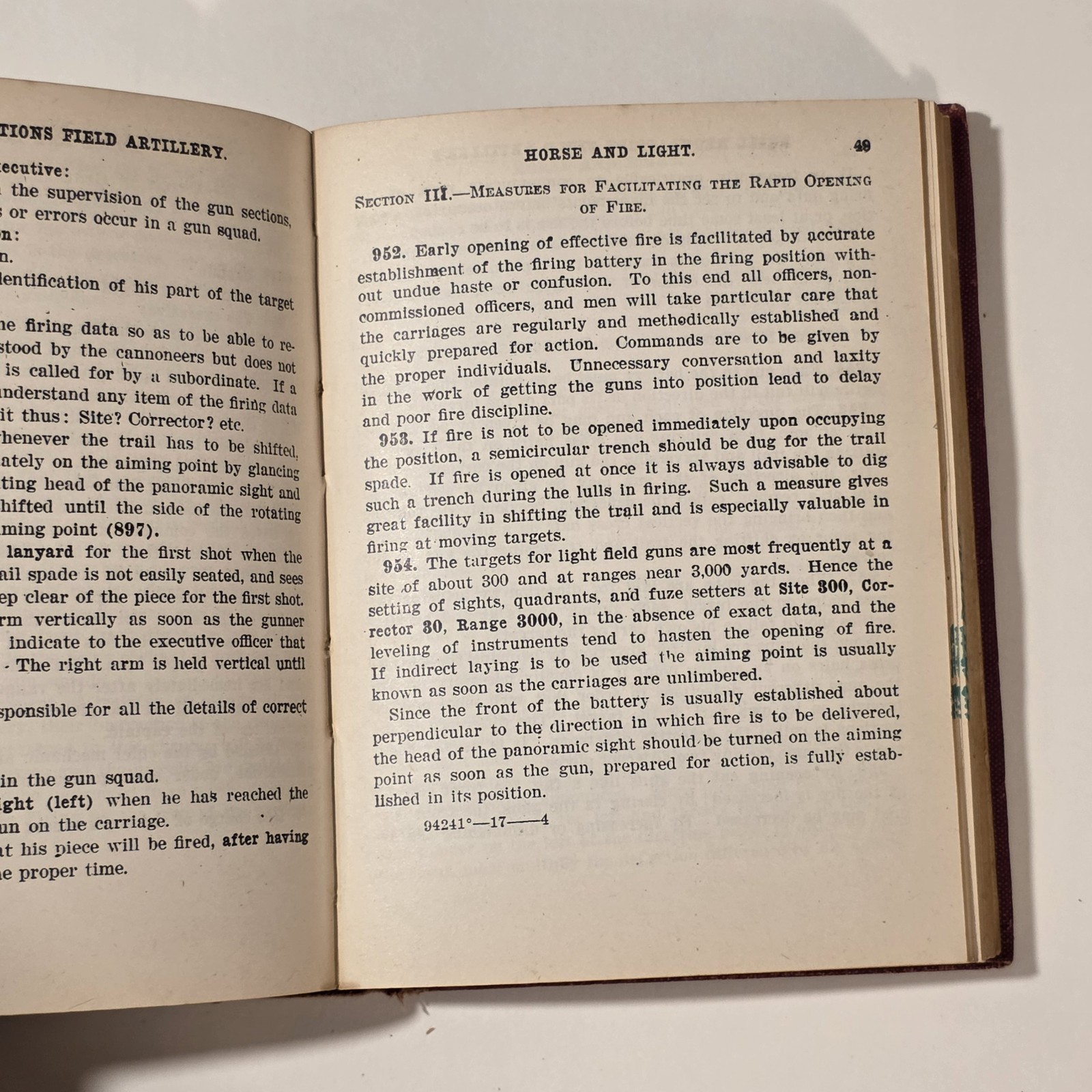 DRILL REGULATIONS FOR FIELD ARTILLERY (HORSE & LIGHT) US ARMY (PROVISIONAL) 1916