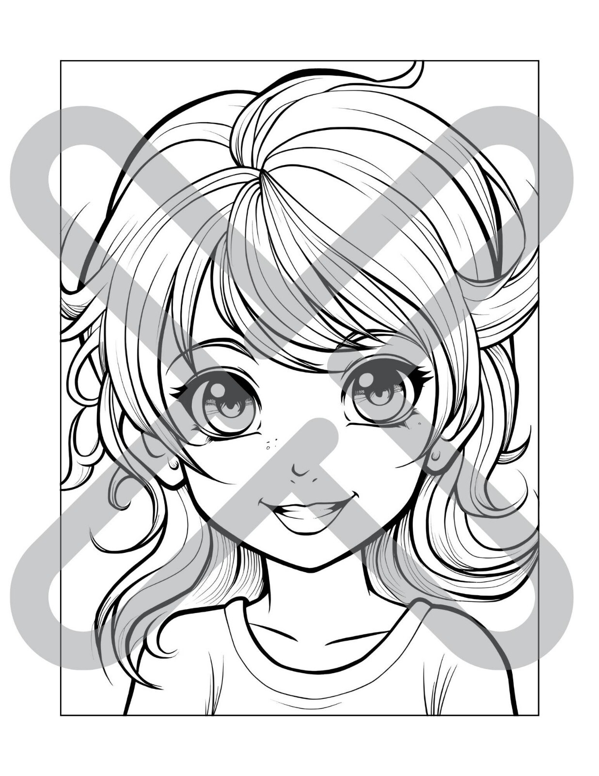 30 anime girl kids coloring book pages, coloring pages Stress Relief – Paper Ver