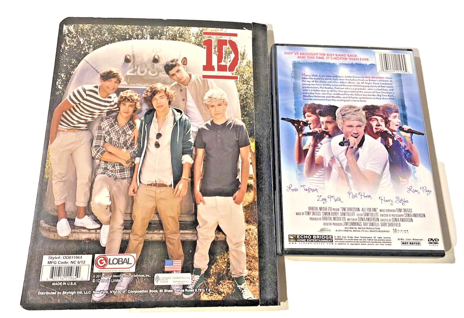 One Direction DVD and Notebook 2012 DVD Composition Book 80 Sheet Wide Ruled SEE