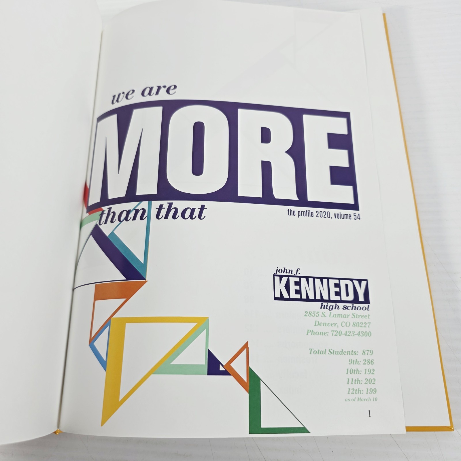 2020 JOHN F KENNEDY HIGH SCHOOL YEARBOOK DENVER COLORADO – Hard Cover