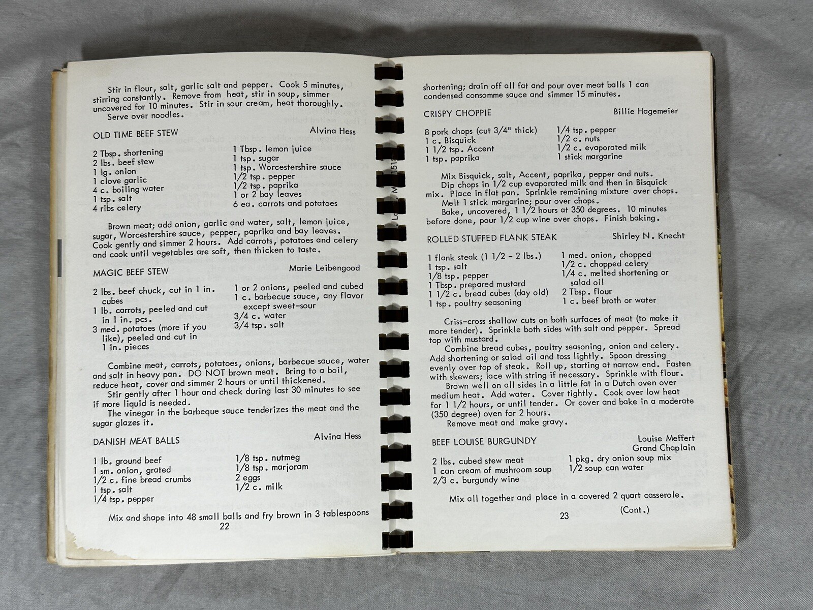 1981 Order of Eastern Star Chapter #397 Spiral Recipe Book Pomegranate Cookery