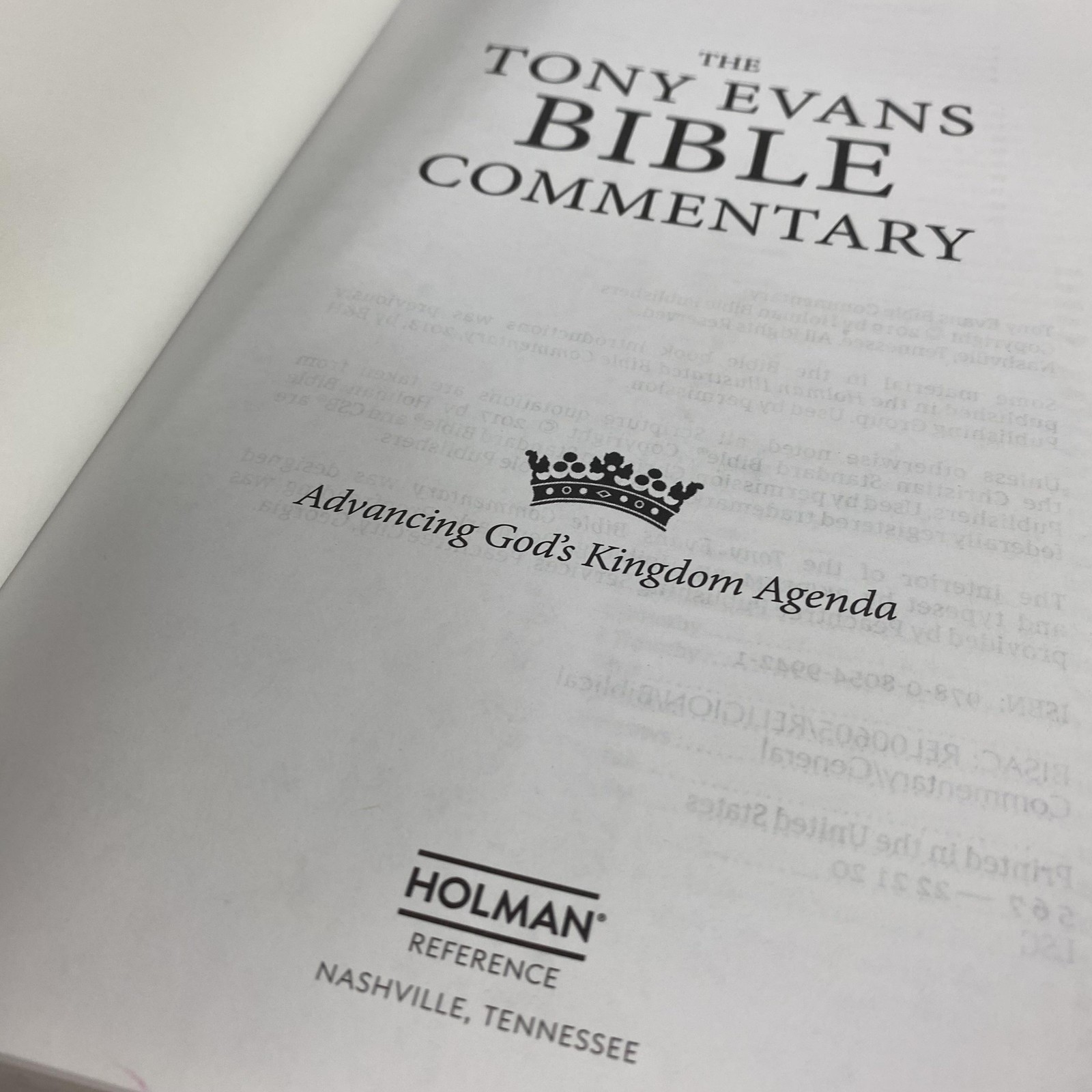 The Tony Evans Bible Commentary Tony Evans Hardcover Holman CSB Printed USA
