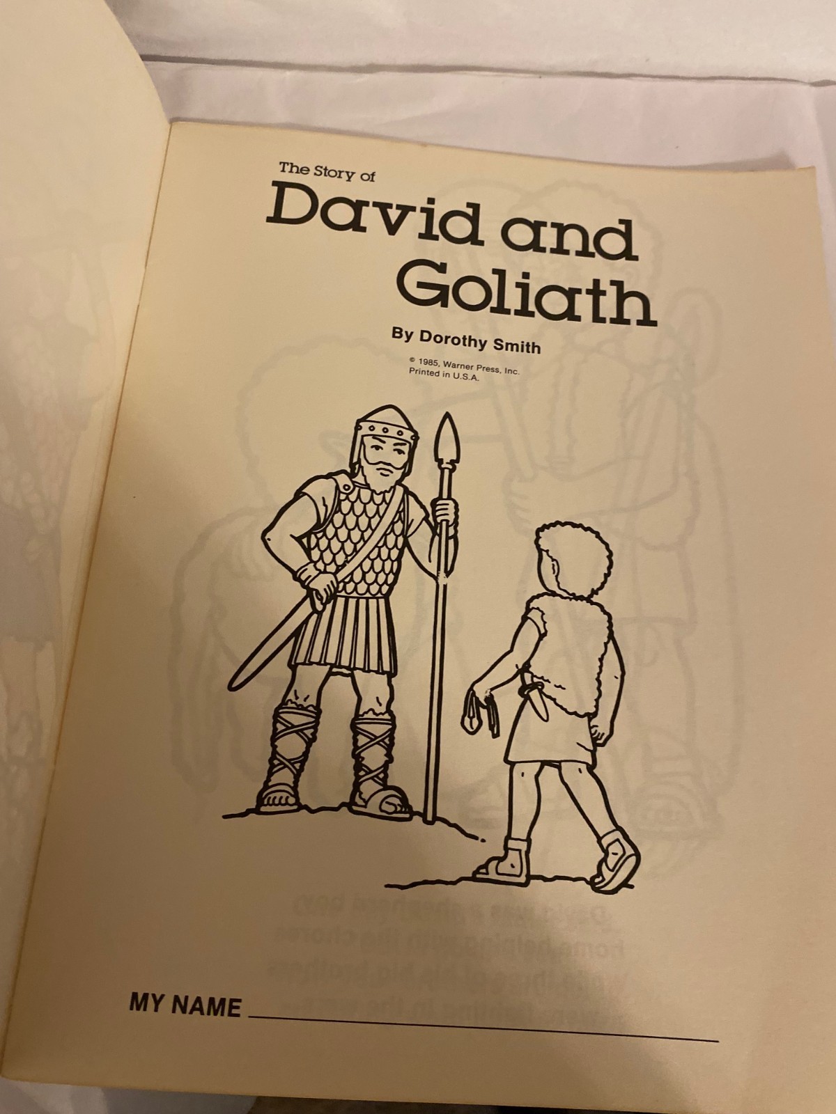 My Very First Coloring Book Story of David and Goliath Pb 1985 Warner Press