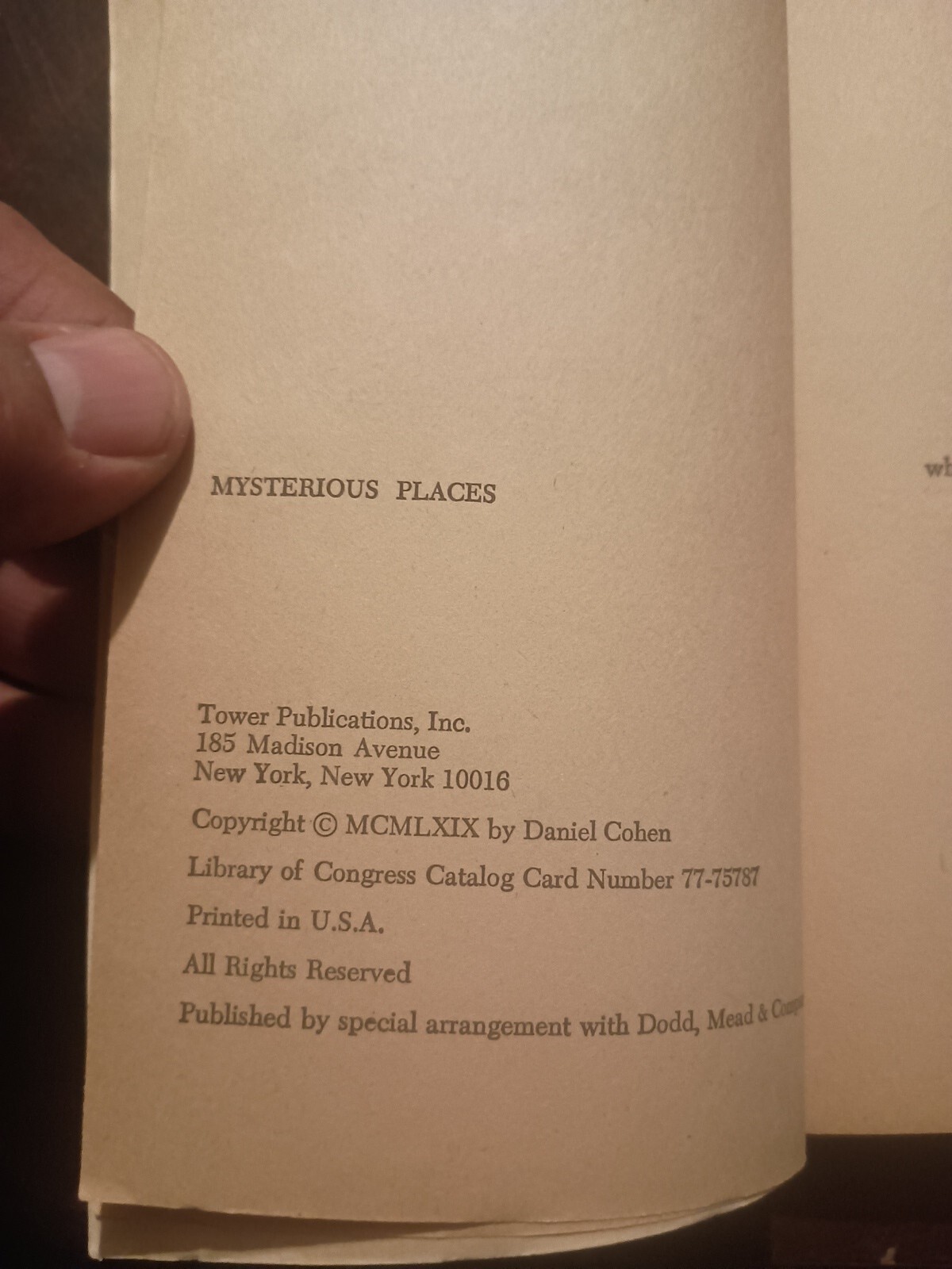 Mysterious Places by Daniel Cohen Tower, 1969, PB