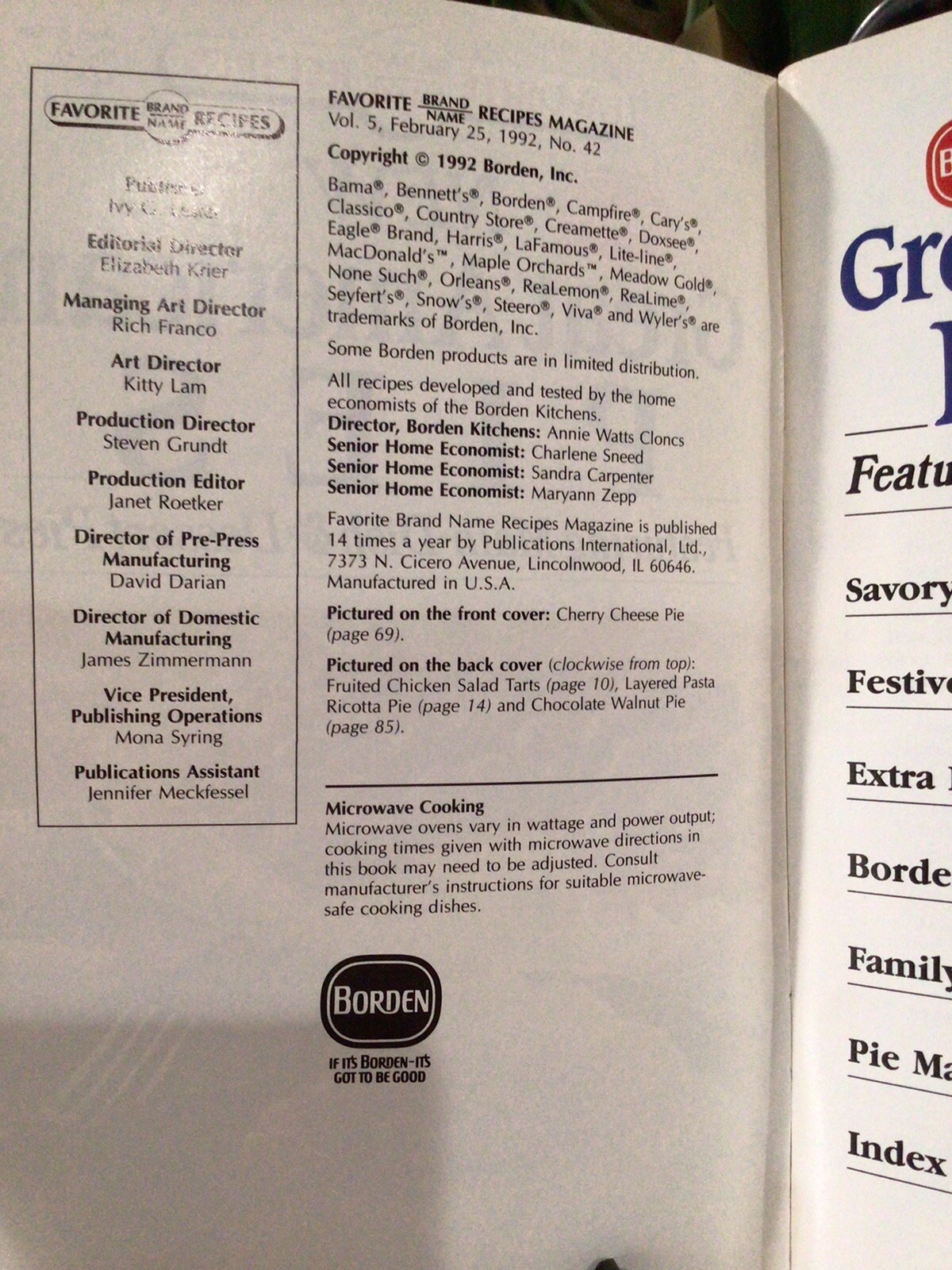 Favorite Recipes New Great American Pies Bordon VINTAGE 1992 vol 5 #42 (92 Pages