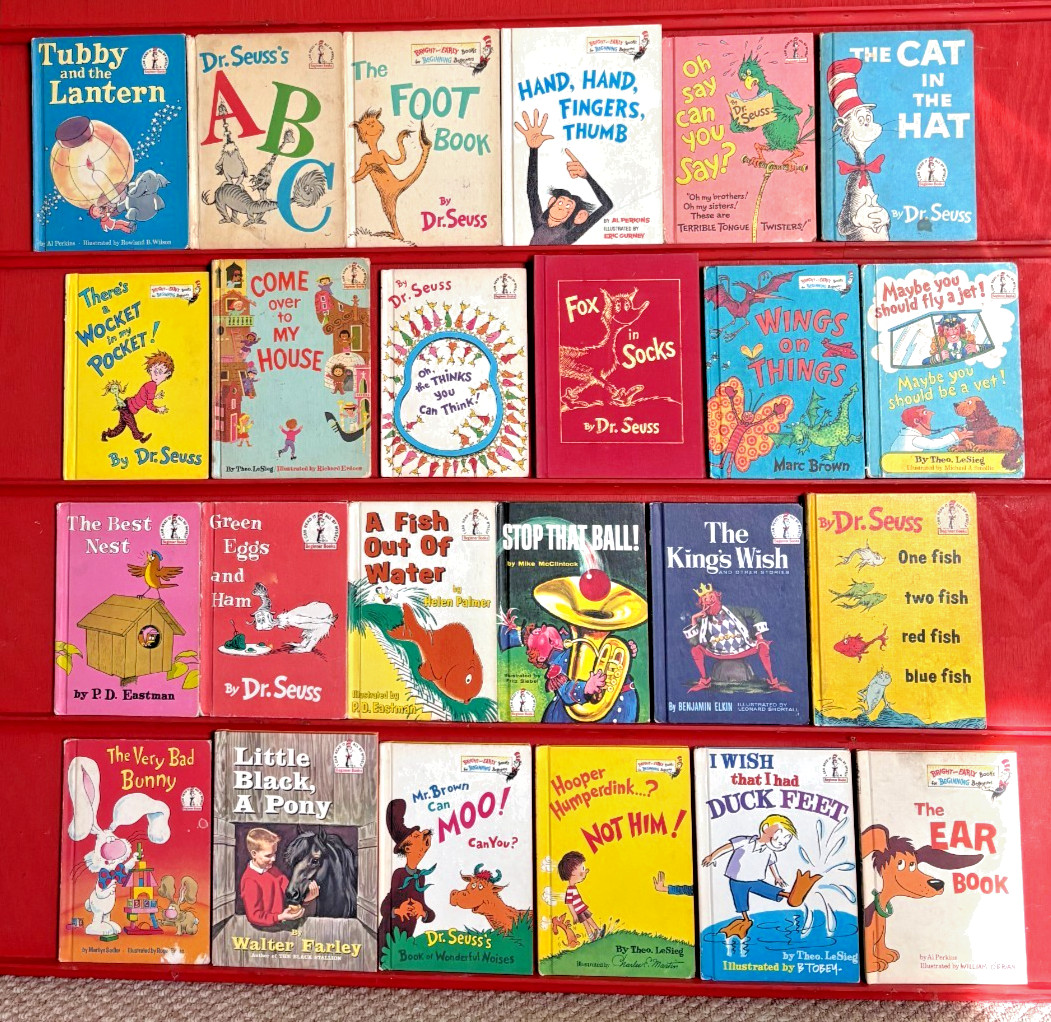 Dr. Seuss Vintage Matte Hardcover Books Lot 24 Beginner 1960’s Collectible