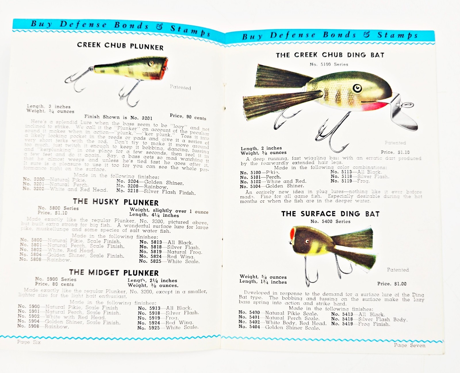 Extremely Rare 1942 Creek Chub Lures Wartime Expo Booklet EX Condition