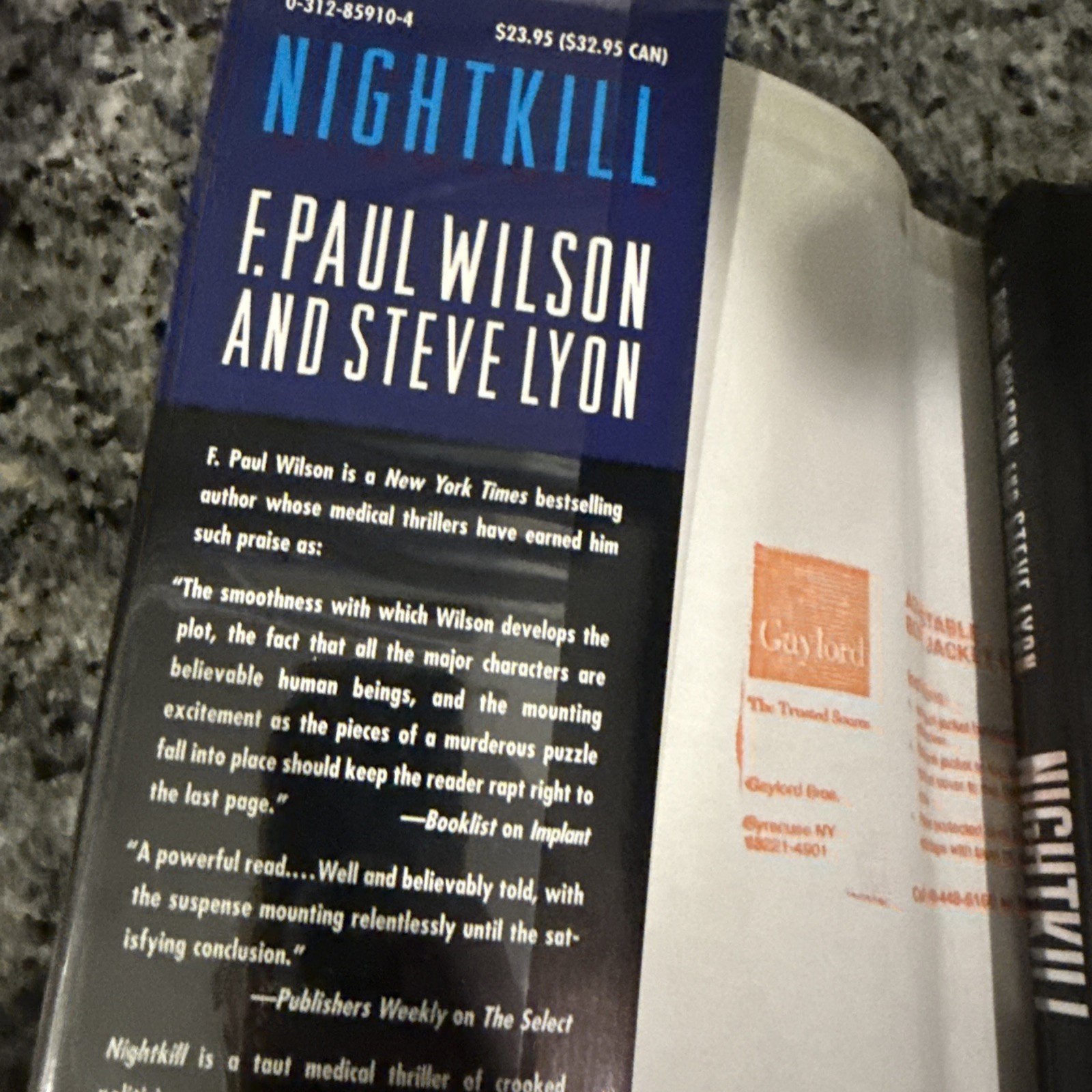 Nightkill – F. Paul Wilson & Steve Lyon – First Edition HCDJ Medical Thriller