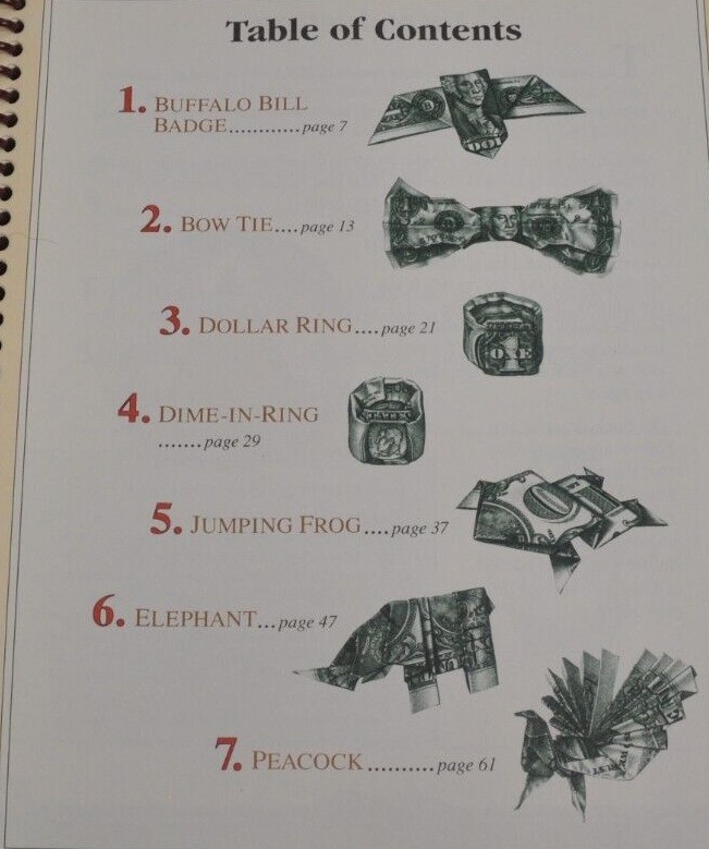 1993 Buch Book Ann Akers Johnson Klutz Press One Dollar Bill Bow Tie Elephant