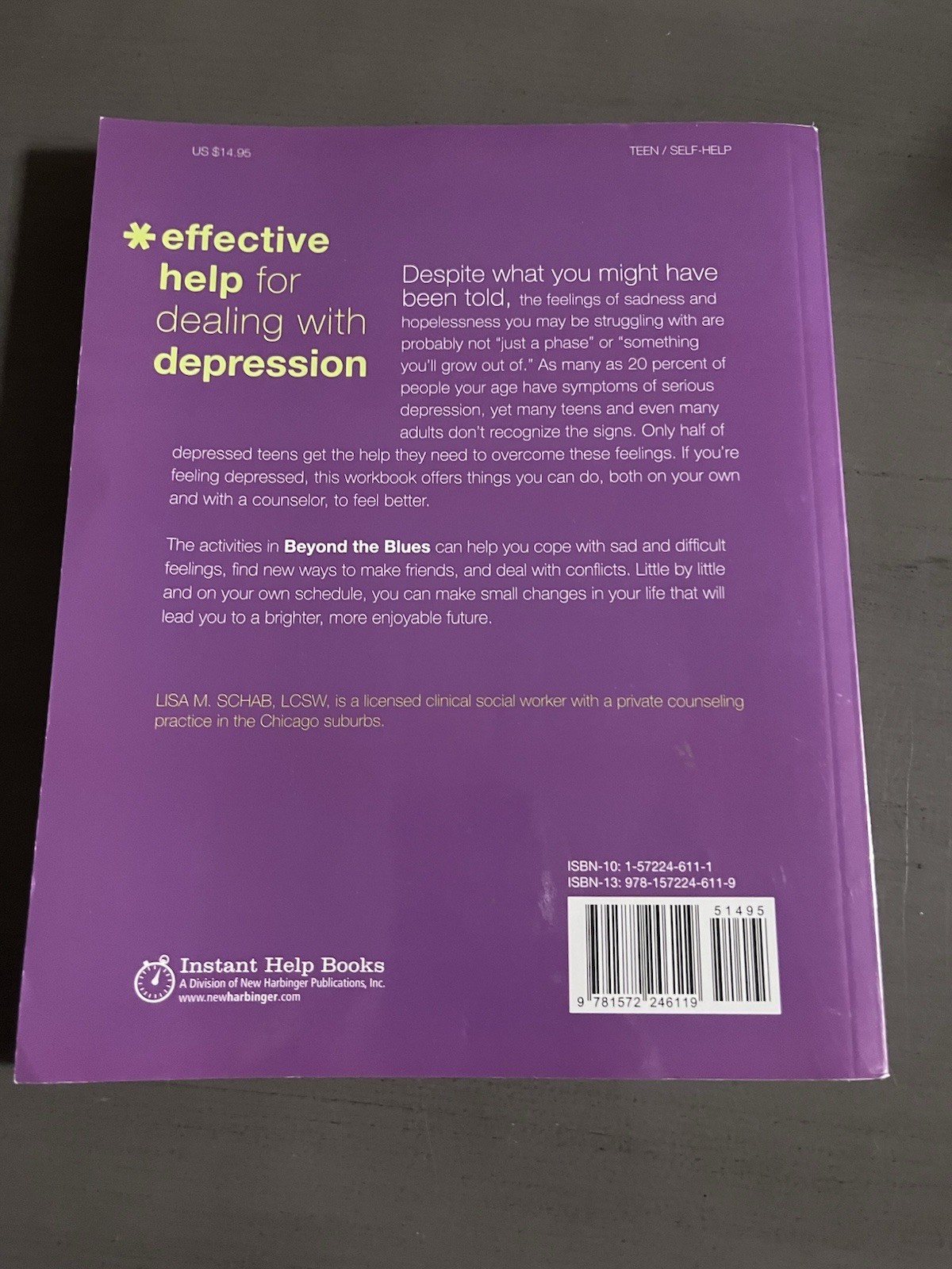Beyond the Blues by Lisa M. Schab, Paperback Workbook for Teens on Depression