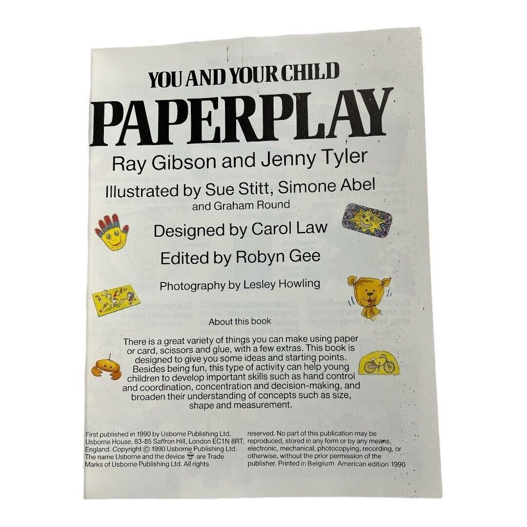 You and Your Child Paperplay~Usborne Book 1990~Play Ideas Young Children Q2 15