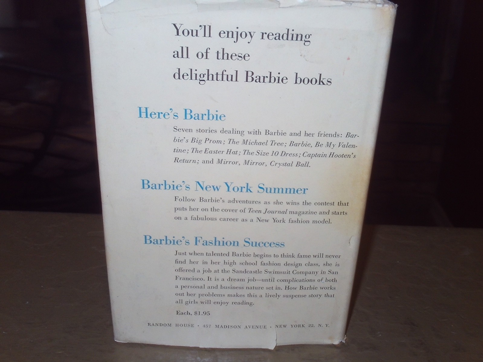 BARBIE’S NEW YORK SUMMER 1ST EDITION LAWRENCE HARDCOVER W/DUST JACKET VF/NM 1962