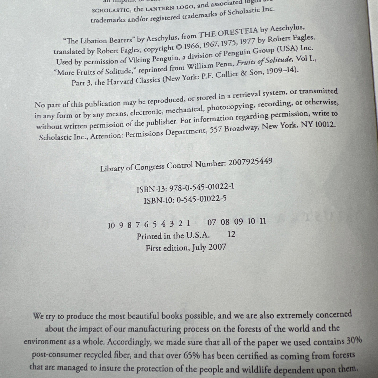 RARE HARRY POTTER And The Deathly Hallows 2007 1st edition ERROR 759 End Page