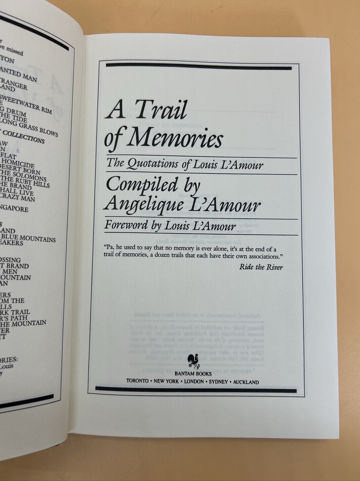 L’Amour’s Quotations: A Trail of Memories. Vintage. Bestseller novelist. USA lit