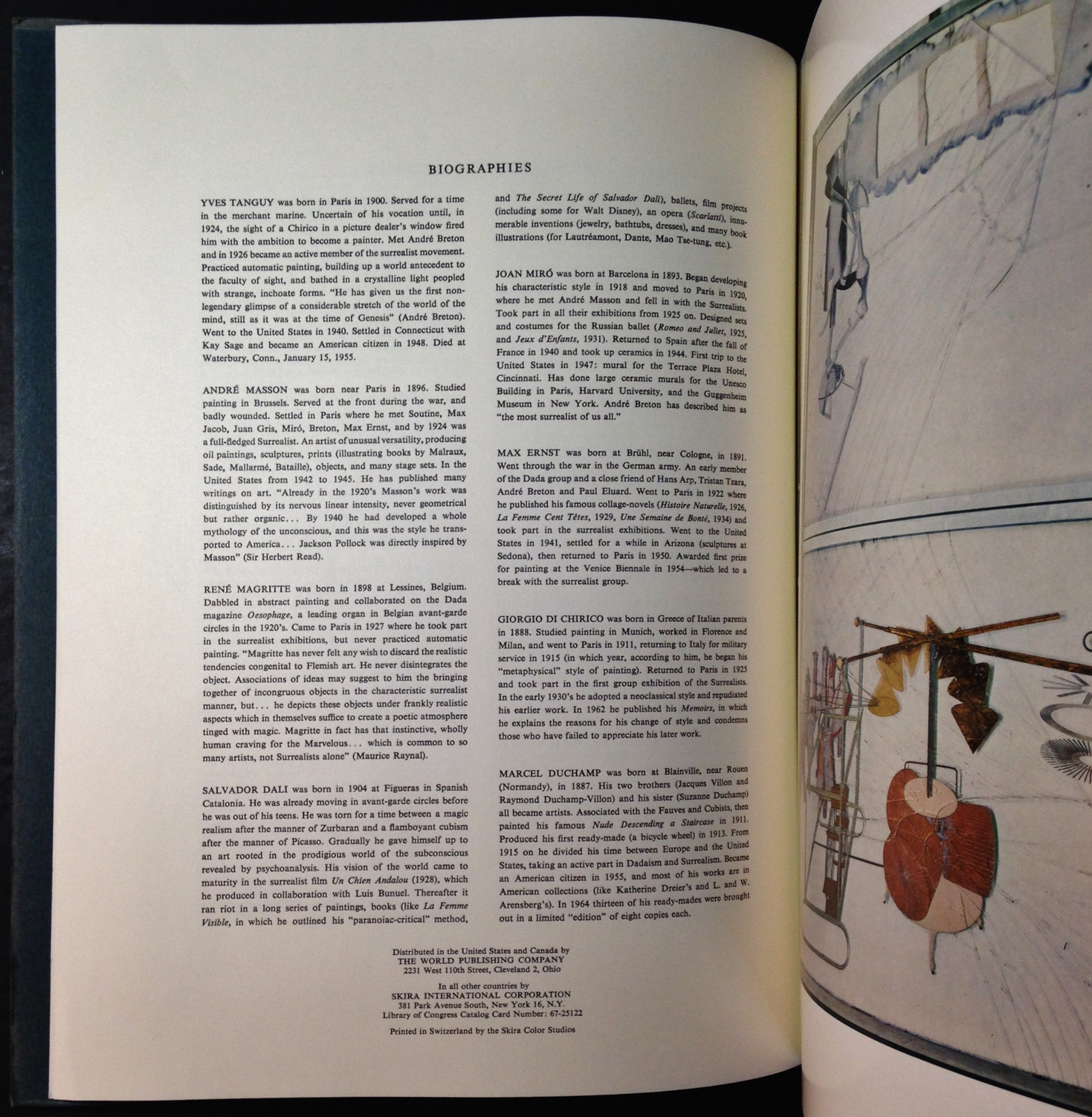 Surrealist Painters Printed by Skira Color Studios in Switzerland Circa 1967
