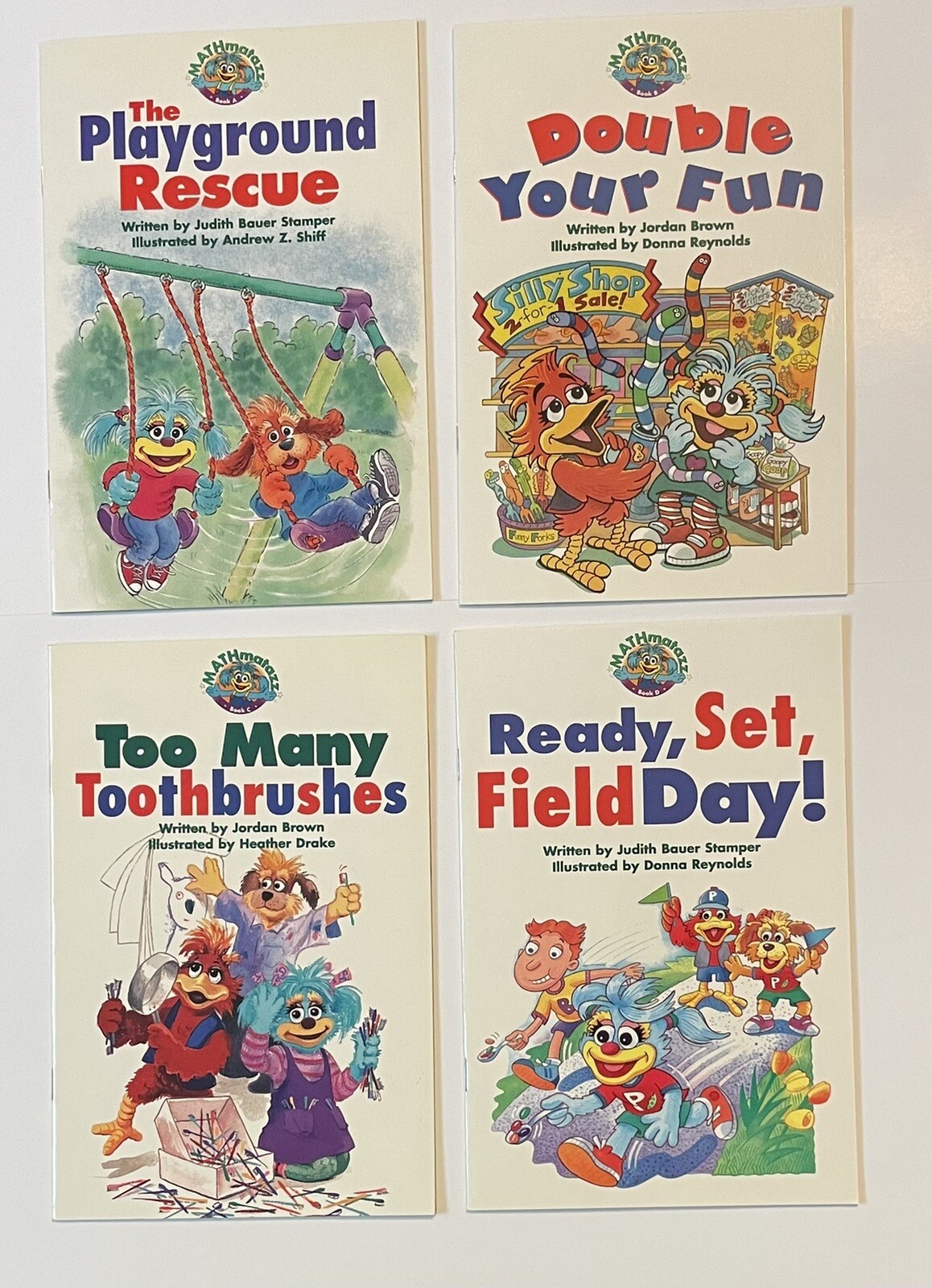 4 Children’s Math Education Story Books MATHmatazz Grade 1 CTW Puppet Characters