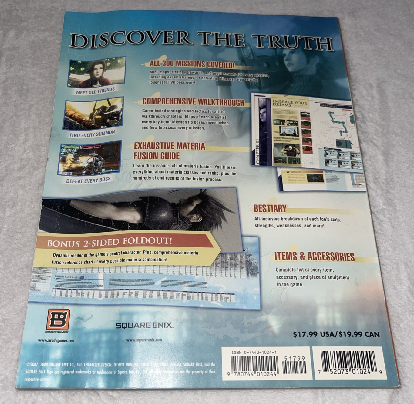 Crisis Core Final Fantasy VII BradyGames Strategy Guide COMPLETE w/ Error Poster