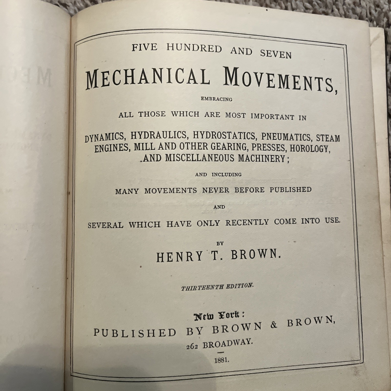 507 Mechanical Movements Printed 1881