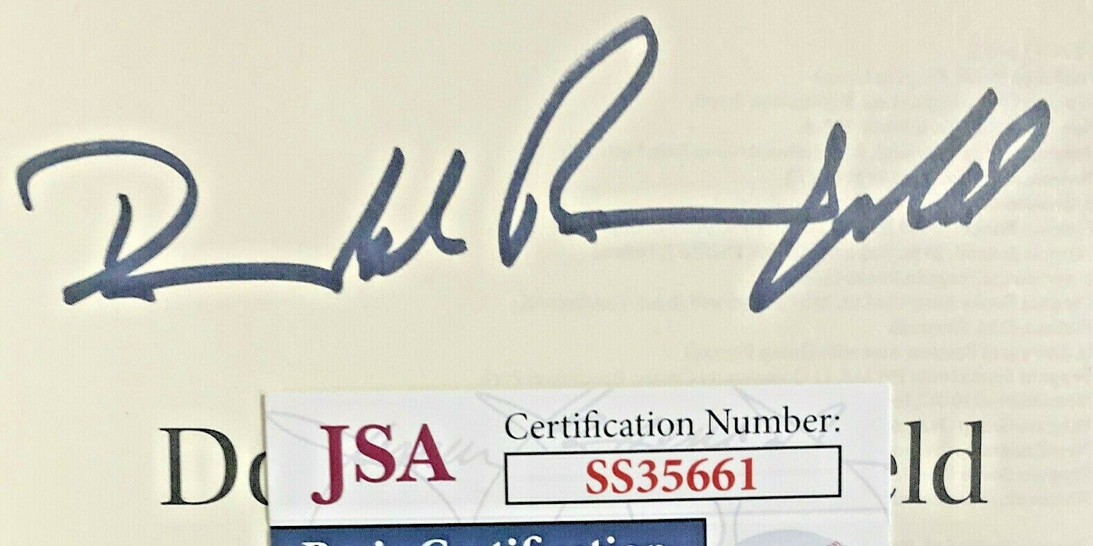 Donald Rumsfeld JSA COA Authenticated SIGNED Memoir – Autograph