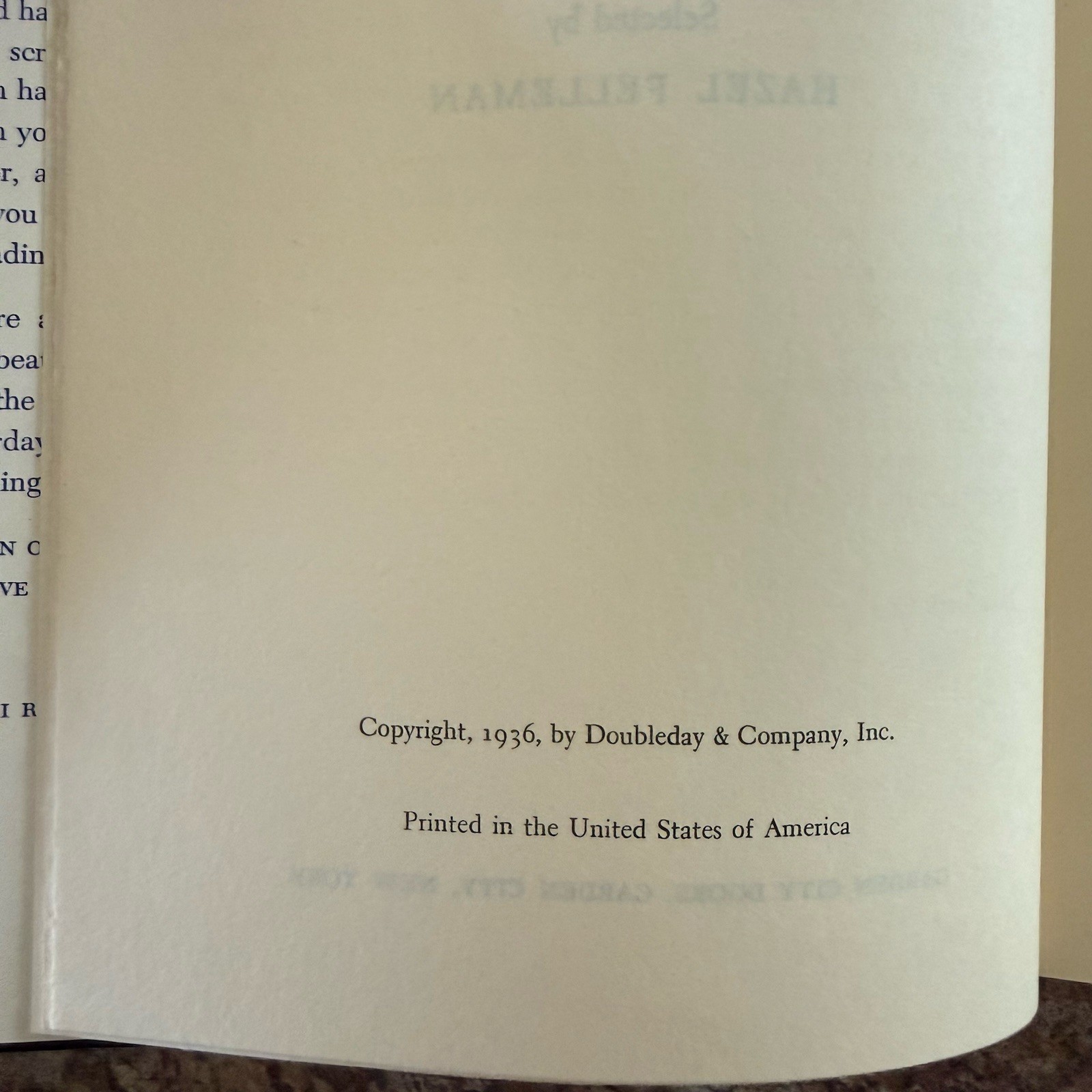The Best Loved Poems of the American People by Hazel Felleman 1936 HCDJ