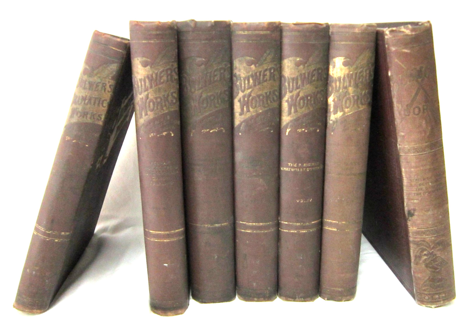 Bulwer’s Works Lot of 7 Books Volume 2-9 (missing 1 & 7) Edward Bulwer Lytton